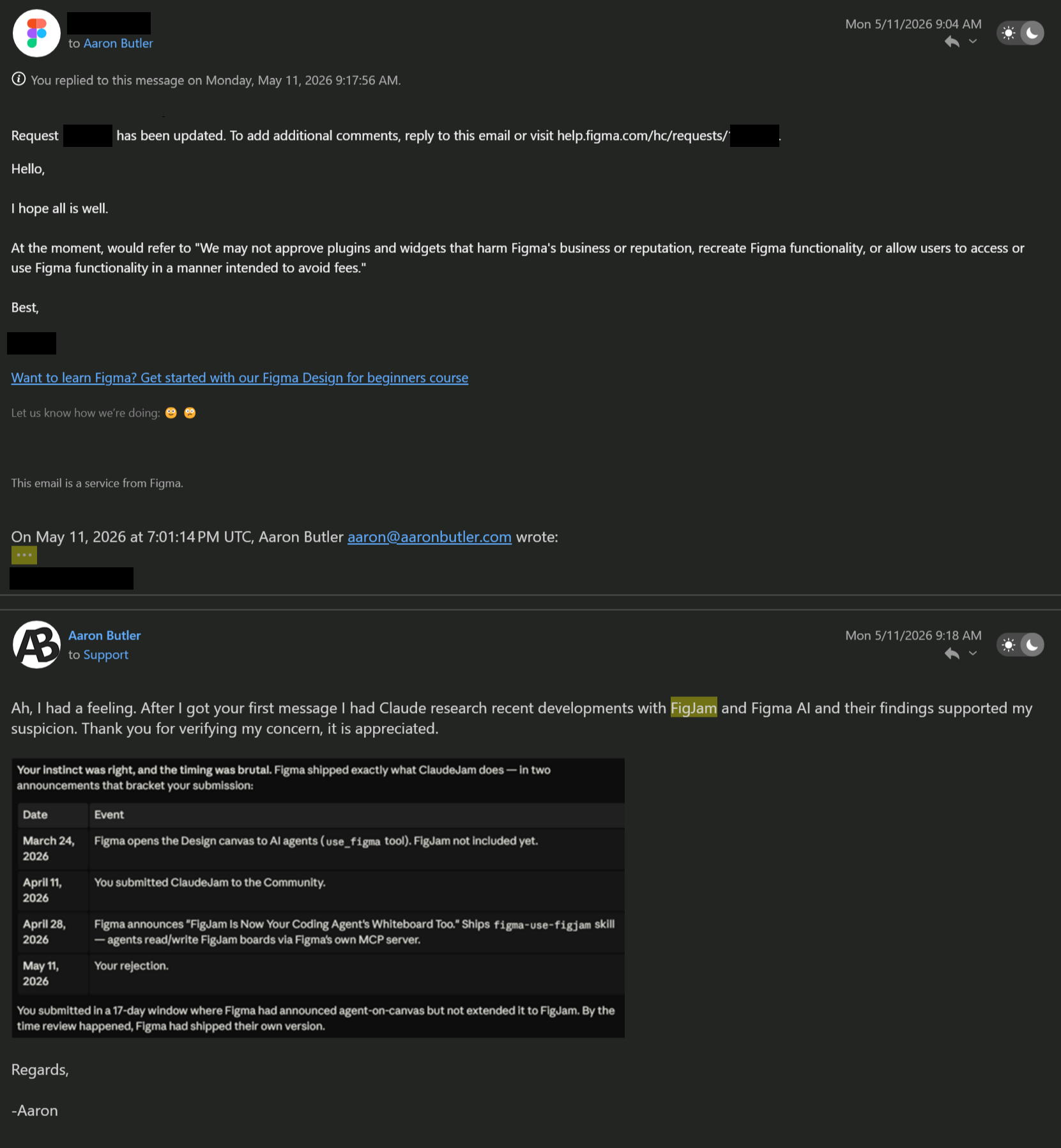 Figma's answer, and the timeline Claude and I put together.