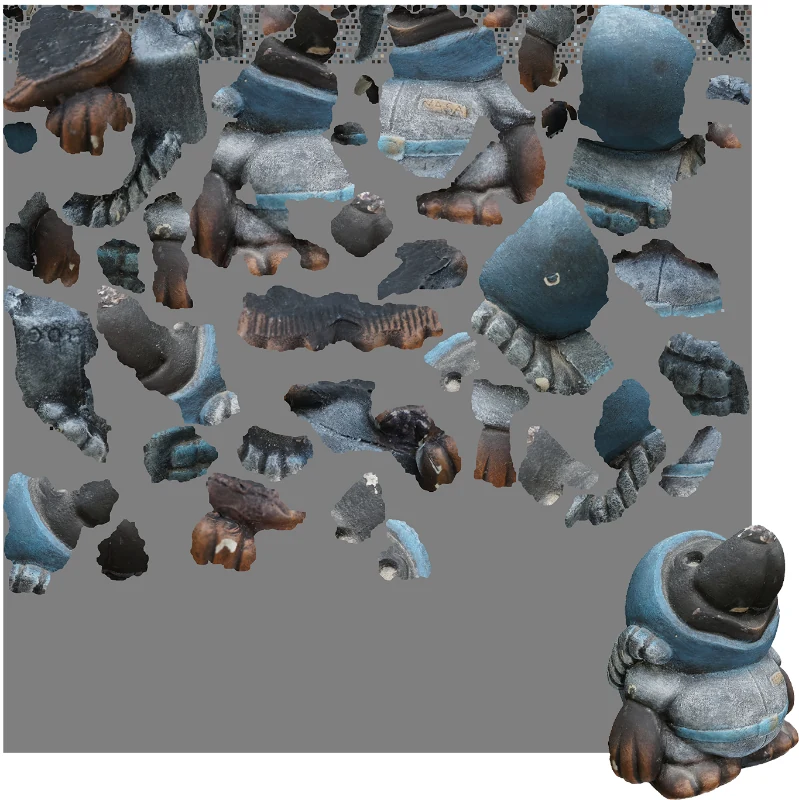 Memento's exported texture sheet — elements scattered across the sheet where an artist needs them grouped.