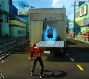 Barrel registered in the cargo area — the van starts moving.