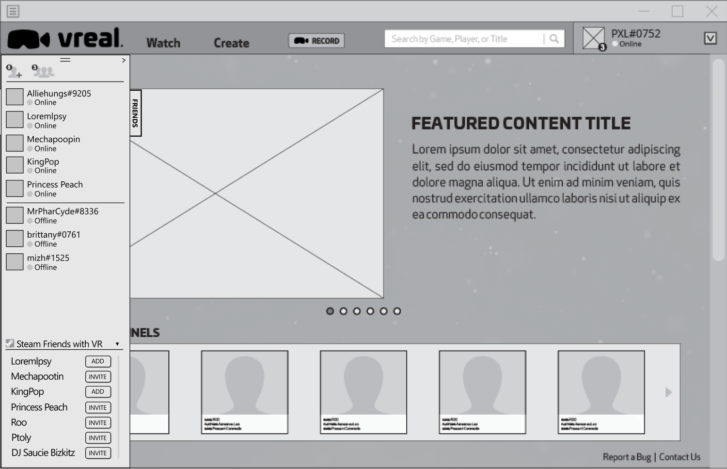 Hi-fi landing wireframe, an iteration of the final responsive redesign.