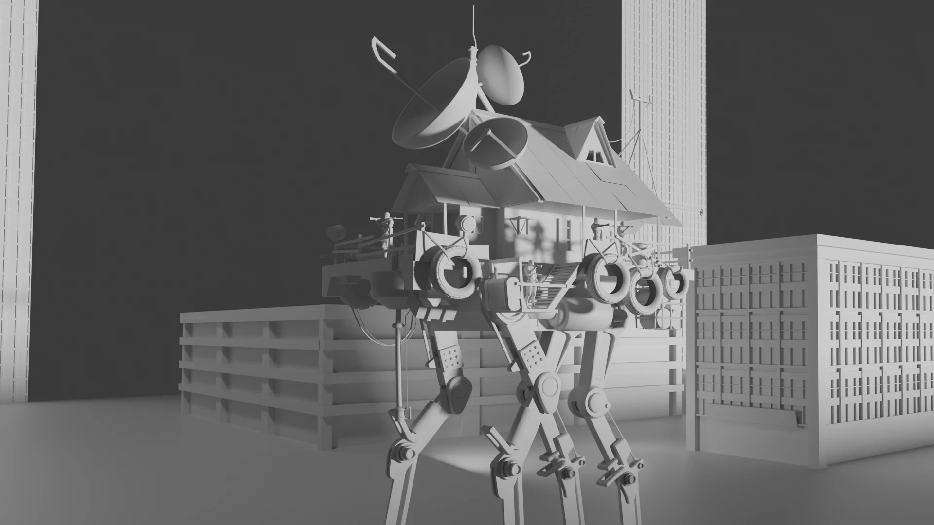 Clay render. No materials yet — this stage is about silhouette and proportion.